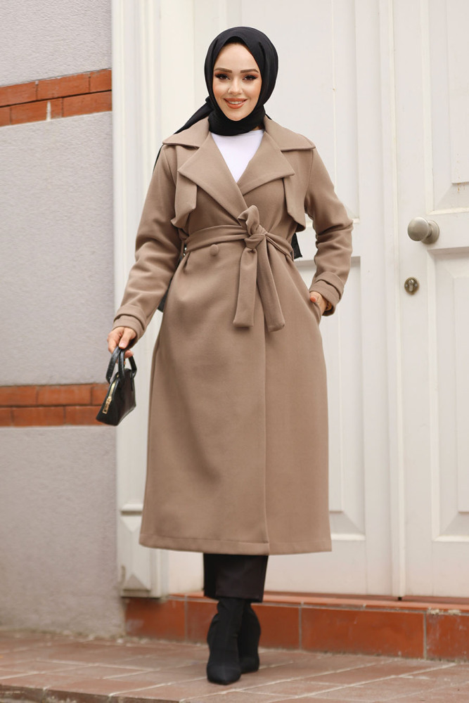 Kemerli Vizon Tesettür Kaşe Kap 61441V - NEVA STYLE