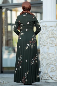 Khaki Hijab Dress 14534HK - Thumbnail