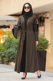 Khaki Hijab Abaya 6310HK - Thumbnail