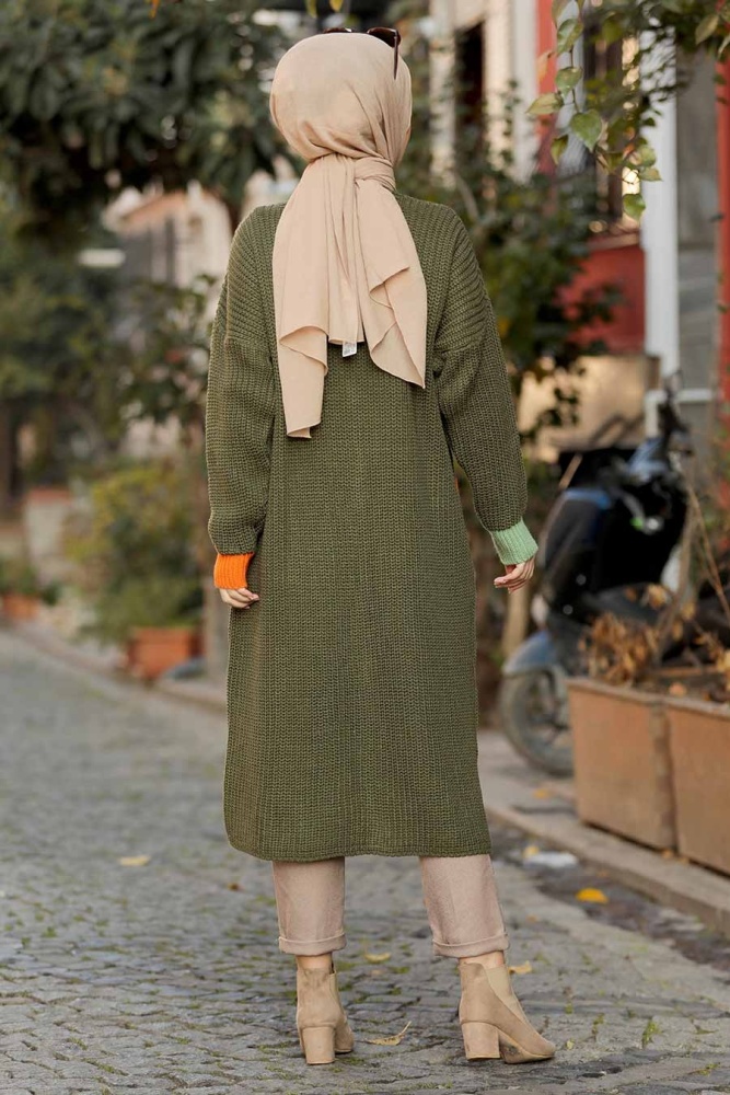 Khaki Hijab Cardigan 20103HK - 3