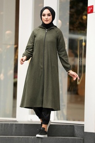 Khaki Hijab Coat 40081HK - Thumbnail