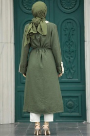 Khaki Hijab Coat 41080HK - Thumbnail