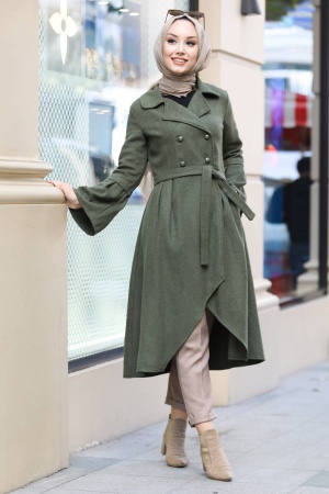 Khaki Hijab Coat 50774HK - 1