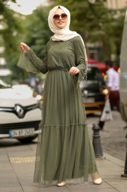 Khaki Hijab Dress 100412HK - Thumbnail