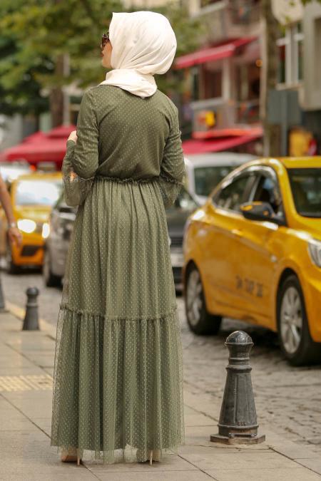Khaki Hijab Dress 100412HK - 3