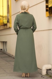 Khaki Hijab Dress 10049HK - Thumbnail