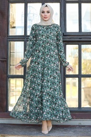 Khaki Hijab Dress 21351HK - Thumbnail