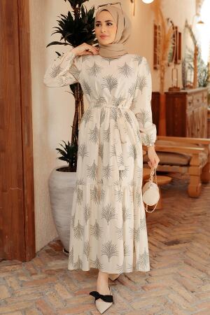 Khaki Hijab Dress 22141HK - 2