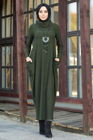Khaki Hijab Dress 3351HK - Thumbnail