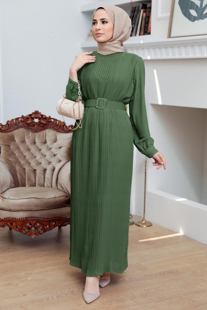 Khaki Hijab Dress 3369HK - 1