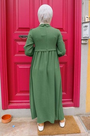 Khaki Hijab Dress 414HK - Thumbnail