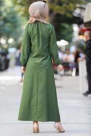Khaki Hijab Dress 4325HK - Thumbnail