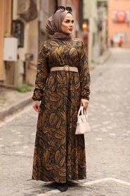 Khaki Hijab Dress 4677HK - Thumbnail