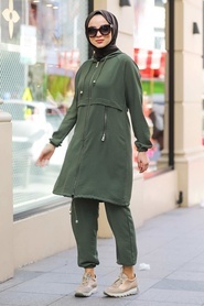 Khaki Hijab Dual Suit Dress 10050HK - Thumbnail