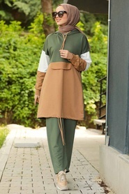 Khaki Hijab Dual Suit Dress 61320HK - Thumbnail