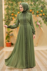 Neva Style - Luxorious Khaki Islamic Clothing Engagement Dress 2760HK - Thumbnail