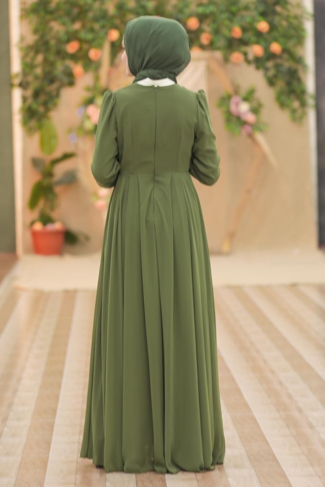 Neva Style - Luxorious Khaki Islamic Clothing Engagement Dress 2760HK - 2