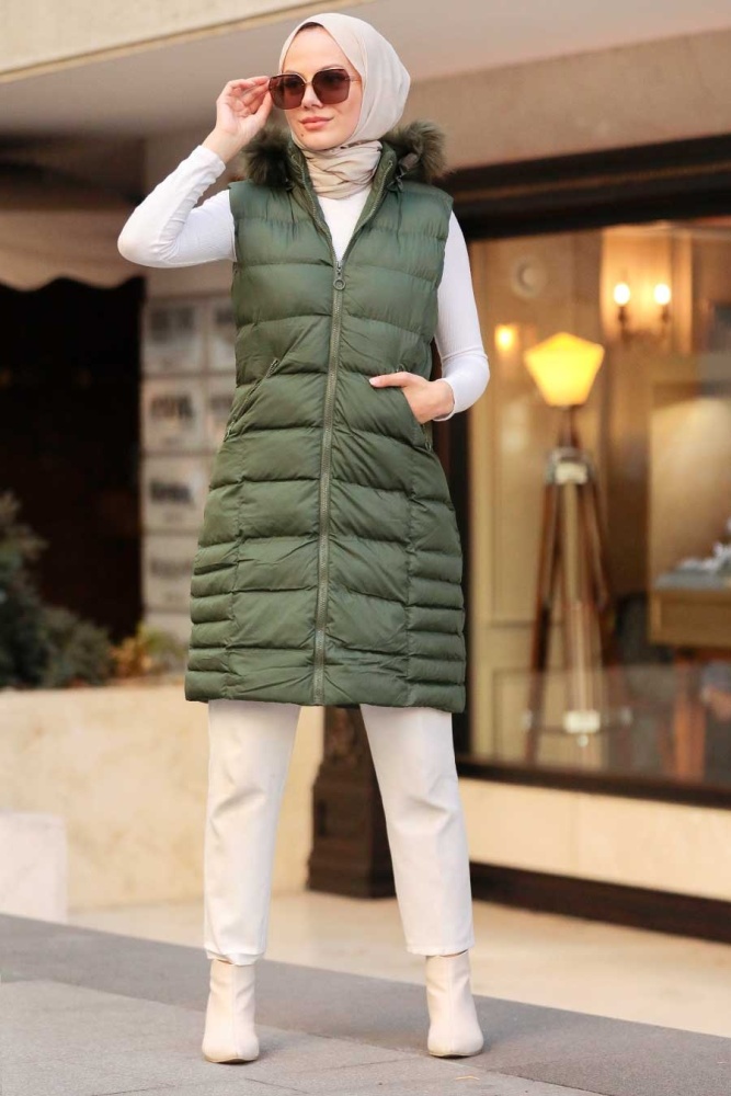 Khaki Hijab İnflatable Vest 1363HK - 2