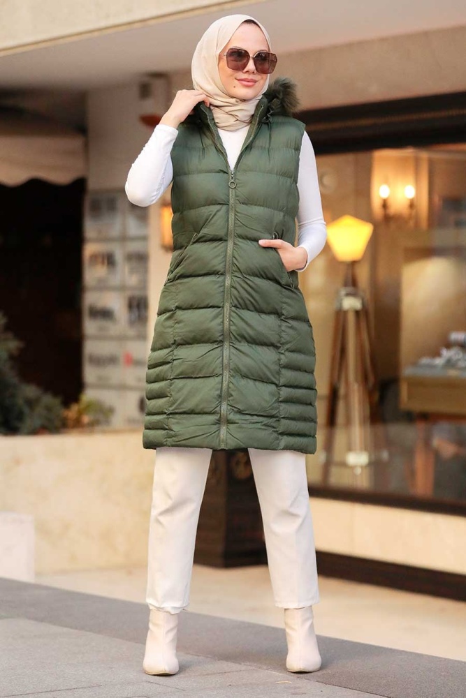 Khaki Hijab İnflatable Vest 1363HK - 3