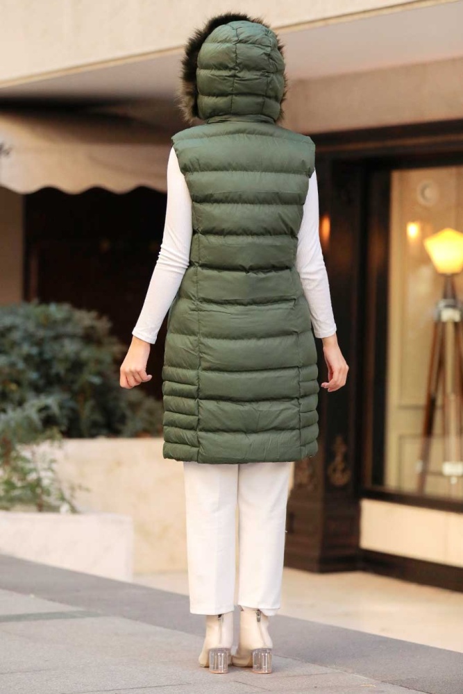 Khaki Hijab İnflatable Vest 1363HK - 6