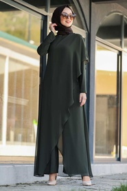 Khaki Hijab Jumpsuit 51291HK - Thumbnail