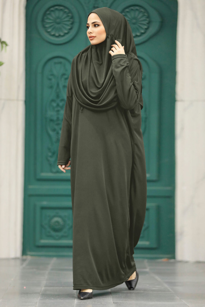 Khaki Hijab Prayer Dress 18301HK - 2