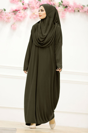 Khaki Hijab Prayer Dress 18301HK - 1