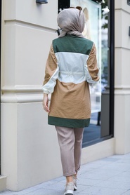 Khaki Hijab Raincoat Tunic 5381HK - Thumbnail