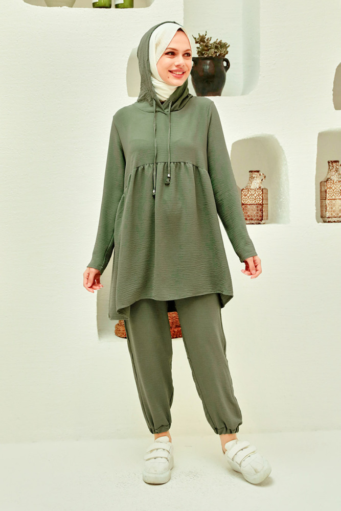 Khaki Hijab Suit Dress 50350HK - 1