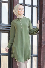 Khaki Hijab Tunic 1145HK - Thumbnail