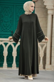 Khaki Hijab Turkish Abaya 345900HK - Thumbnail
