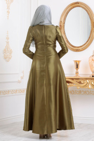 Neva Style - Stylish Khaki Modest Islamic Clothing Wedding Dress 3755HK - Thumbnail