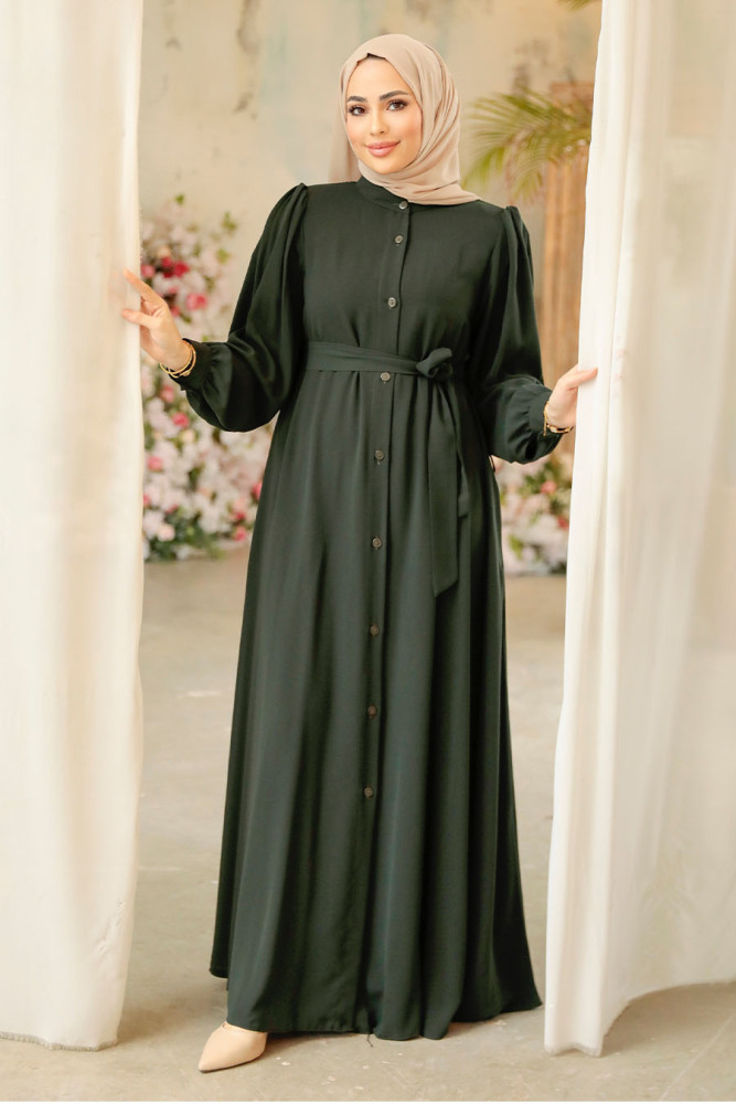 Khaki Modest Abaya 45277HK - 1
