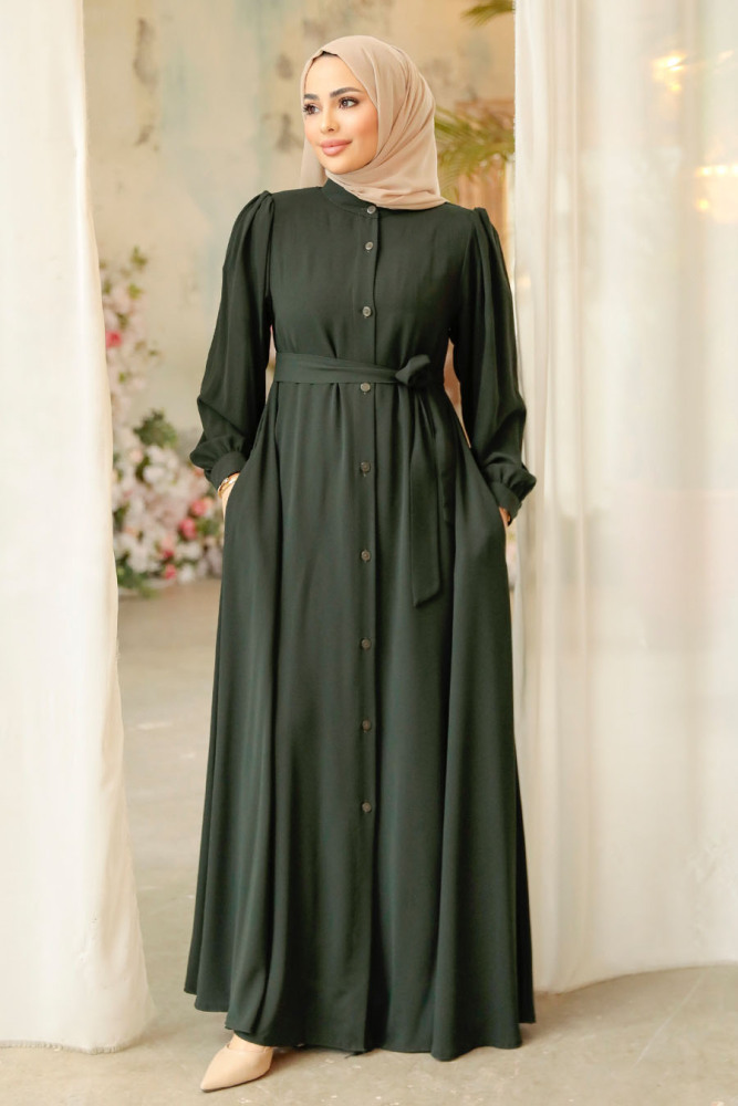 Khaki Modest Abaya 45277HK - 2