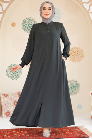 Khaki Modest Abaya 45294HK - 1