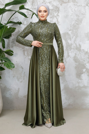 Khaki Modest Bridesmaid Dress 4724HK - 3