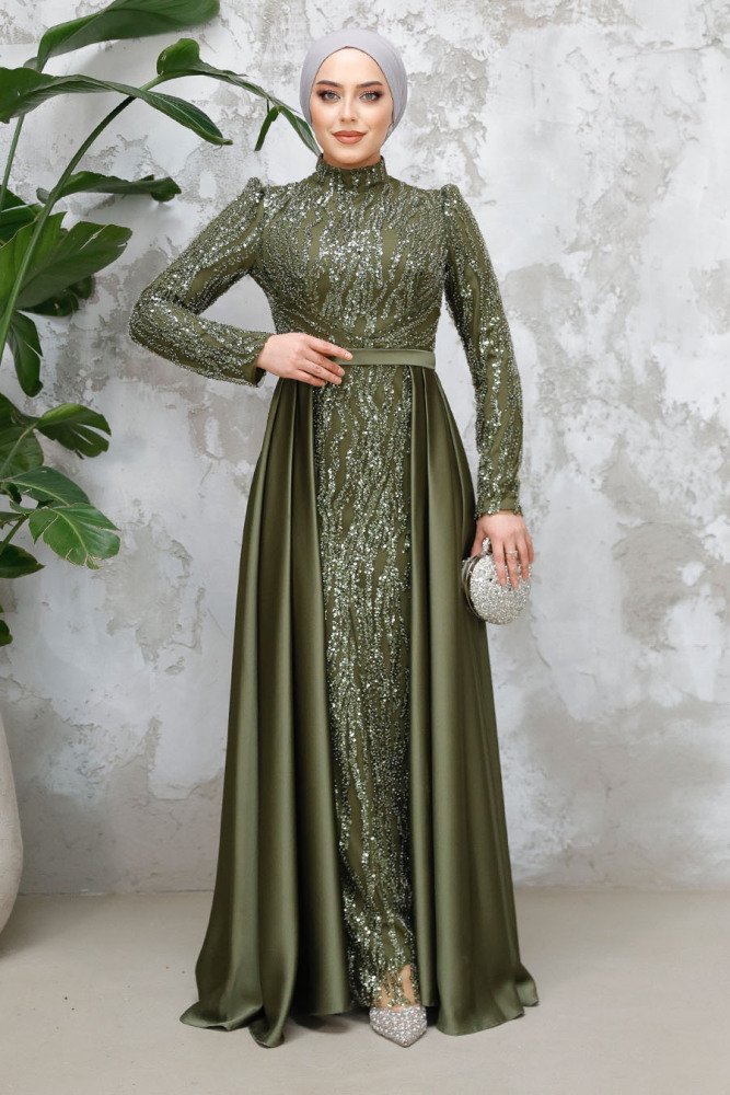 Khaki Modest Bridesmaid Dress 4724HK - 3