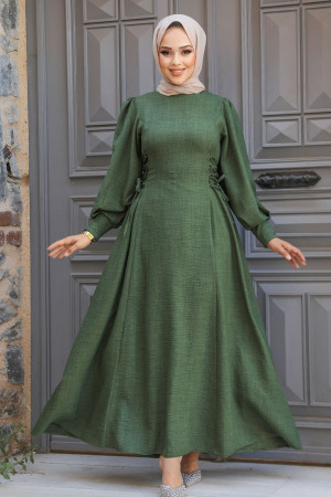 Khaki Modest Dress For Women 5962HK - 1