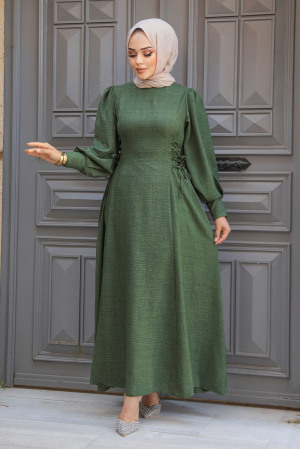 Khaki Modest Dress For Women 5962HK - 3
