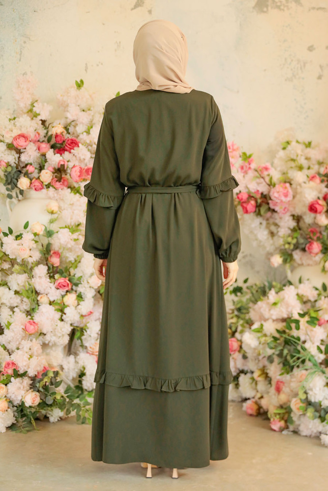 Khaki Modest Plus Size Abaya 45278HK - 4