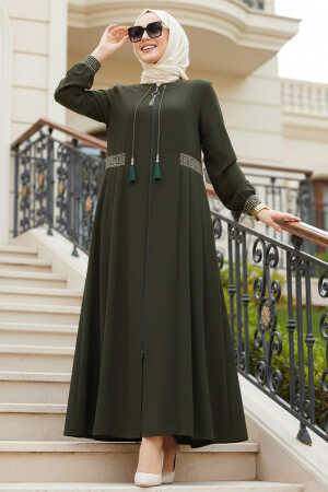 Khaki Muslim Turkish Abaya 45271HK - 1