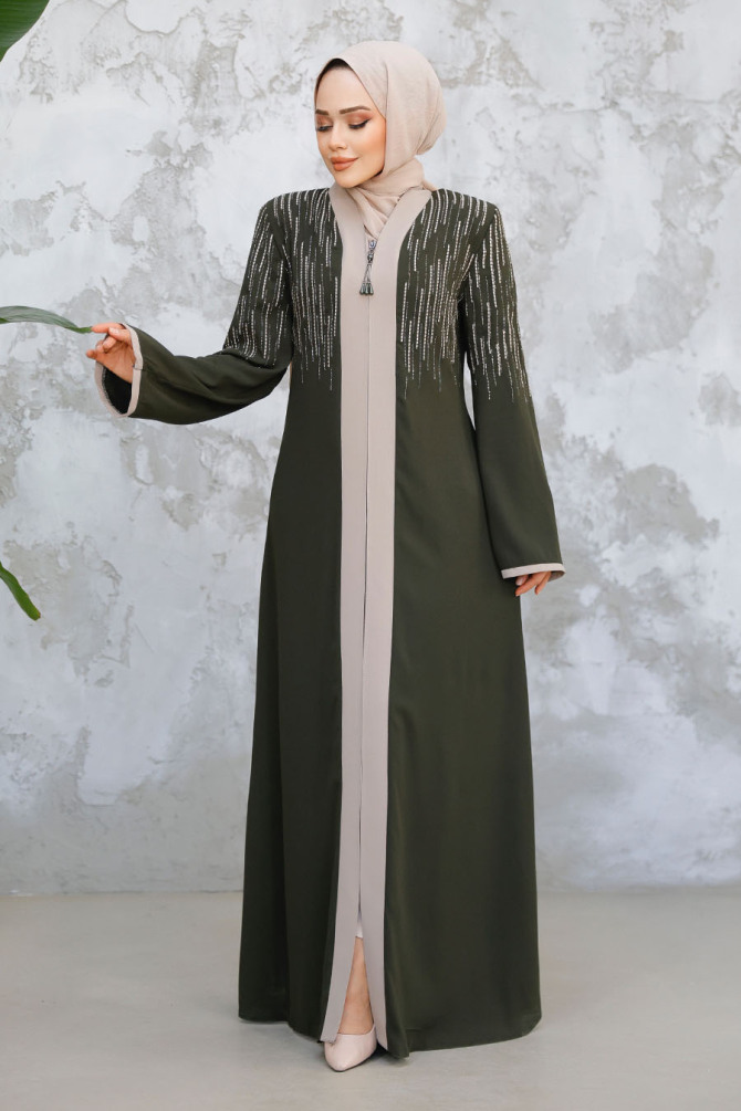 Khaki Plus Size Modest Abaya 15079HK - 1