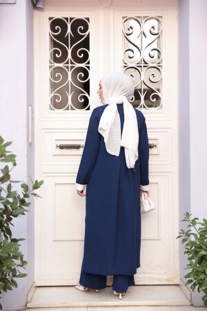 Kimono Lacivert Tesettür Üçlü Takım 76001L - 4