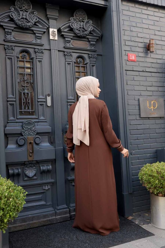 Kolyeli Kahverengi Tesettür İkili Takım 76161KH - 3