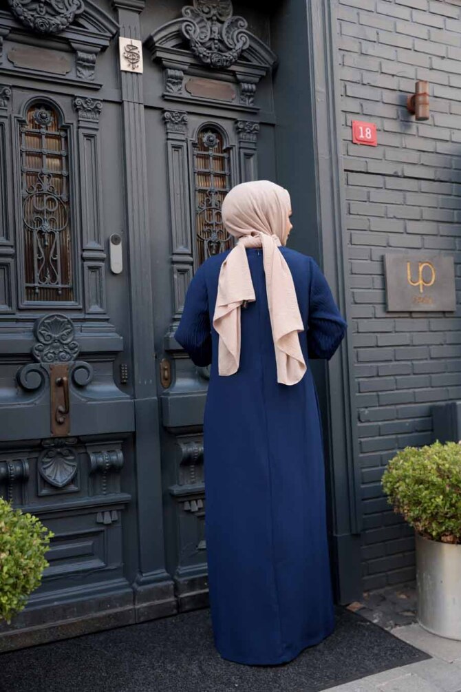 Kolyeli Lacivert Tesettür İkili Takım 76161L - 4