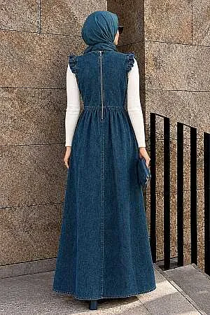 Kot Lacivert Tesettür Jile Elbise 19134L - 2