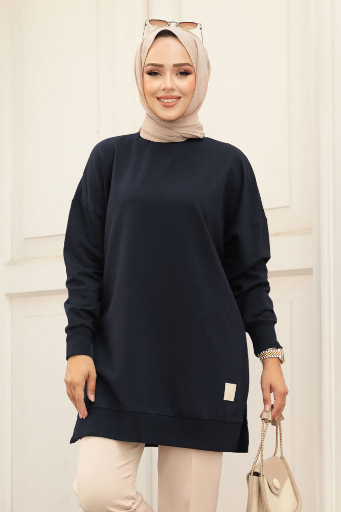 Koyu Lacivert Tesettür Tunik 30644KL - 1