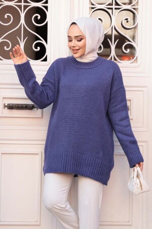 Koyu Lila Tesettür Triko Kazak Tunik 55551KLILA - 1