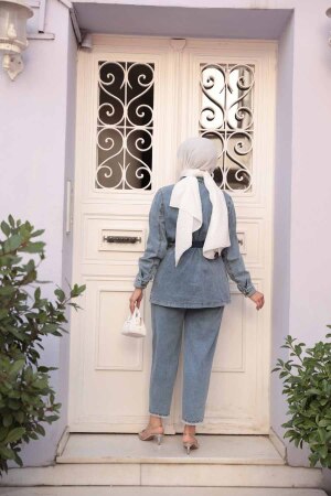 Koyu Mavi Tesettür Kot İkili Takım 44762KM - 4