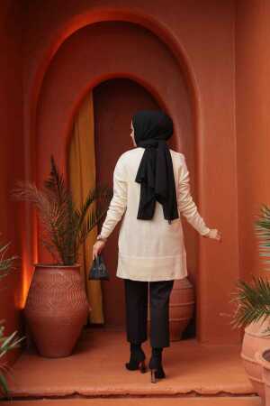 Krem Tesettür Triko Kazak Tunik 2822KR - 3